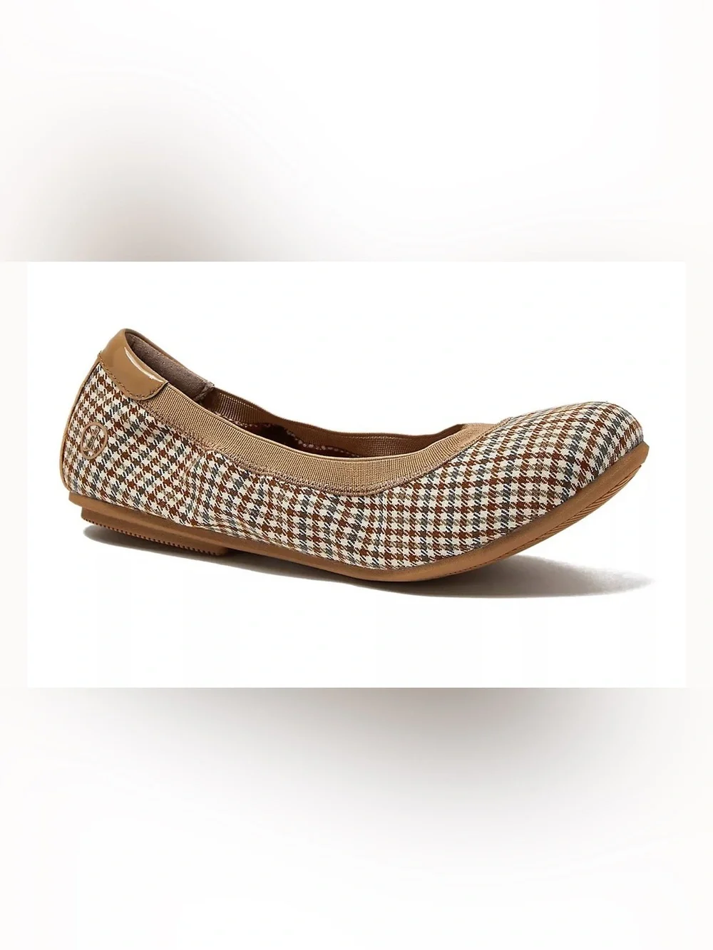 Lands’ End Women’s comfort slip on ballet flats in  desert tan multi plaid Sz 9